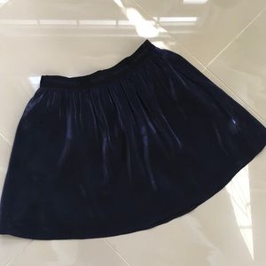 Dark blue satin mini skirt